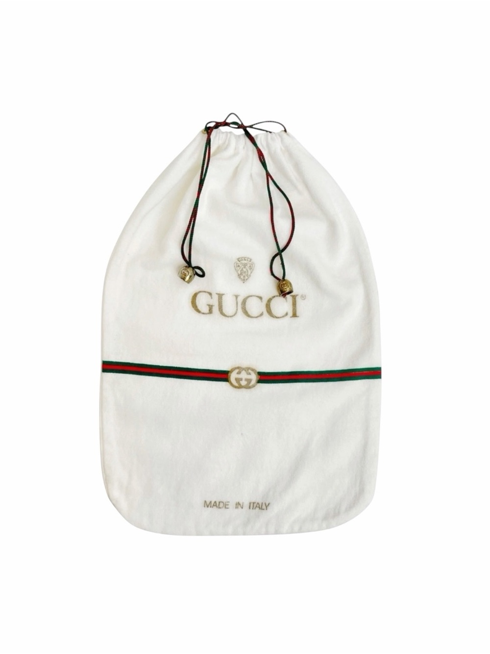 GUCCI Vintage 1980s Accessory Collection Flannel Dust Bag Pouch Web Stripe